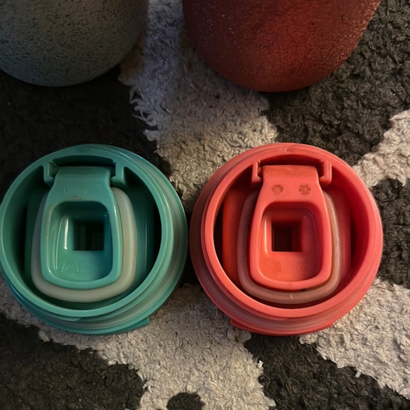 Teal and Pinkish Red Glitter Tumbler Set (Starbucks) - Picture 6 of 8